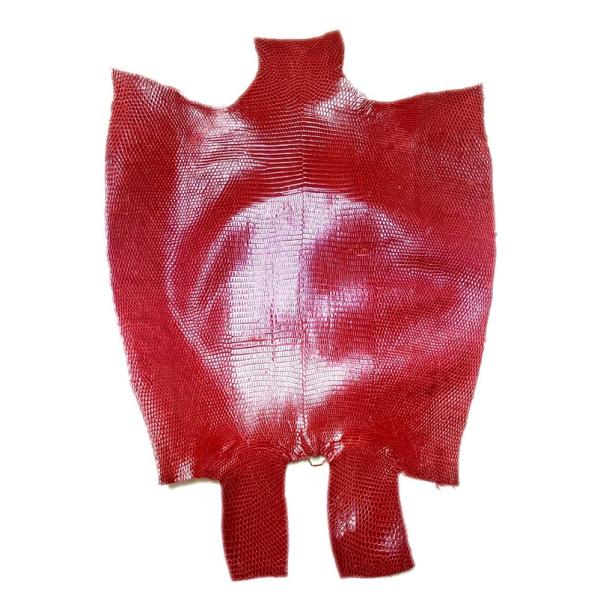 リングリザード トカゲ 本革 バックカット コーラルレッド 1枚 在庫処分特別価格