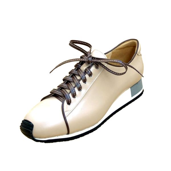 婦人 スニーカー カーフ牛革 ベージュ＆ブラウン 21.5〜25cm LC4110 受注生産 ハンド...