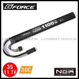 【G-FORCE】 Noir LiPo 11.1V 1100mAh 30C カスタムガン用 AK対応ロングタイプ ミニコネクタ/ノワール/GFG909/509091〈#0105-0006#〉｜combatraven