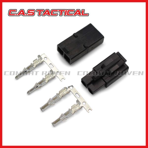 【C.A.S TACTICAL】ラージコネクターBK シルバー端子 1ペアセット(オス・メス各1個入...