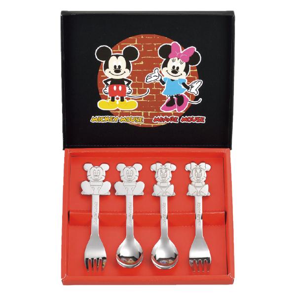 ミッキー＆ミニー  ステンレス・スプーン＆フォーク４ｐｃ