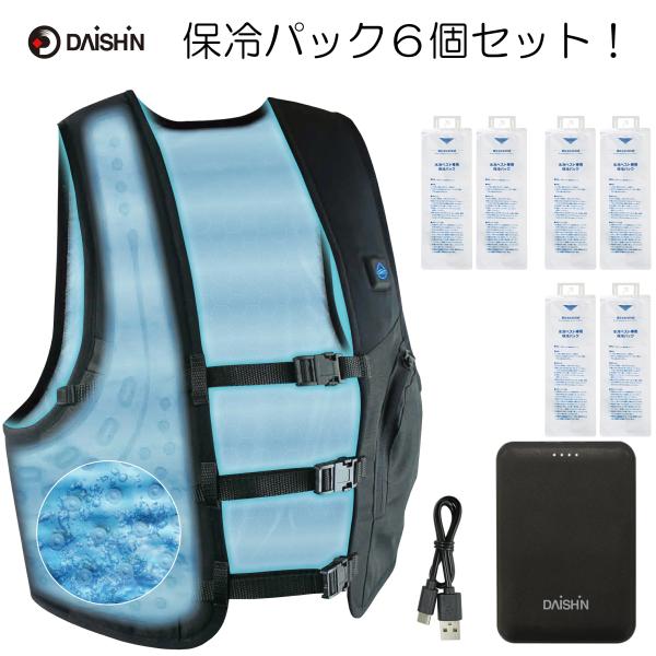 保冷パックX6個入り 大進 水冷ベスト DX 水冷服 冷感服 最強 冷水 フリーサイズ バッテリー ...