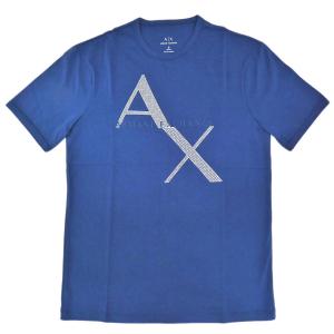 アルマーニ Tシャツ メンズ アルマーニ・エクスチェンジ 丸首 半袖 ロゴ プリント AX ブルー S.M.L サイズ 04051｜come