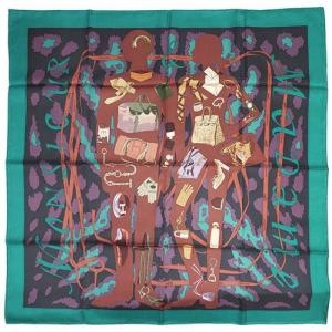 エルメス スカーフ ソルド カレ ツイル シルク100％ 90CM カナール/プルーン/チョコレート