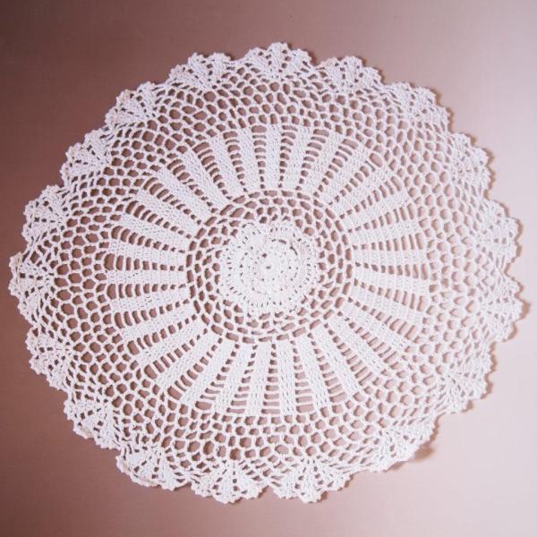 花瓶敷 約49cm ハンドメイド レース ドイリー 手編み コットン  アイリス 49 ホワイト ア...