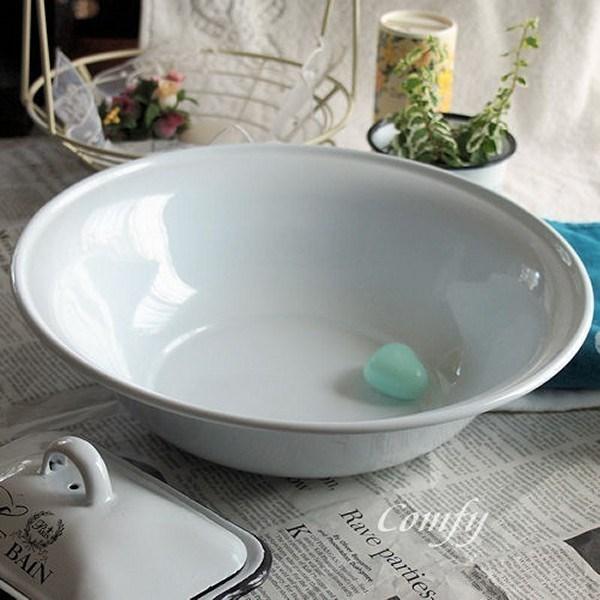 ホーロー雑貨 ホーロー 洗面器　ホワイト　琺瑯　北欧雑貨　カントリー雑貨　キッチン雑貨　ナチュラル雑...