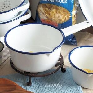 イマン ダイアナローズ 両口片手鍋 ホーロー ミルクパン アンティーク