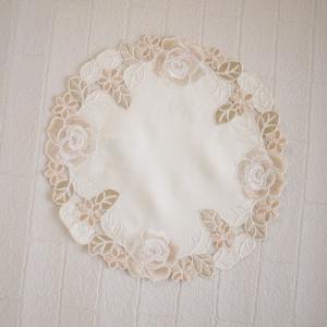 花瓶敷 20cm 高級コード刺繍　ドイリー　シャンパンロゼ　