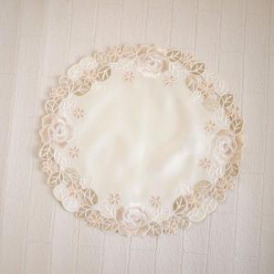 花瓶敷 25cm 高級コード刺繍　ドイリー　シャンパンロゼ　