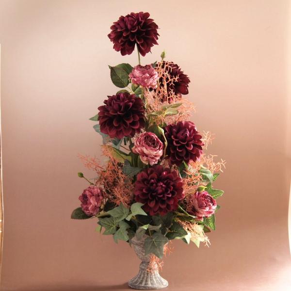 セール！30%OFF!!　アーティフィシャルフラワー アレンジメント ダリア ローズ ミックス ワイ...