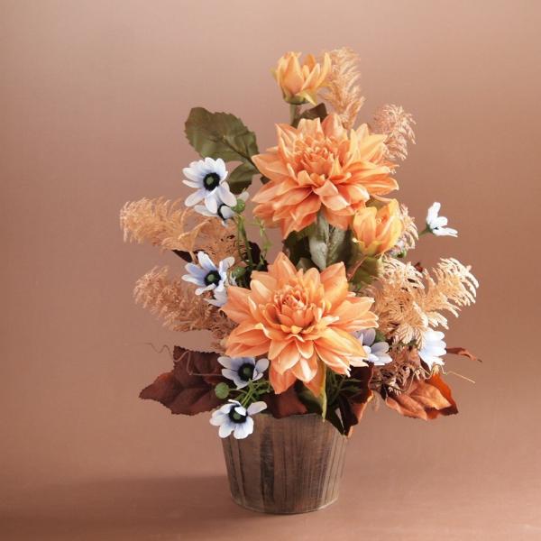 セール！30%OFF!!　アーティフィシャルフラワー アレンジメント オレンジダリア ブルーデイジー...