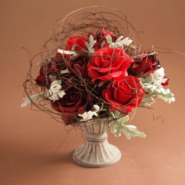 セール！30%OFF!!　アーティフィシャルフラワー アレンジメント レッドローズ ネスト