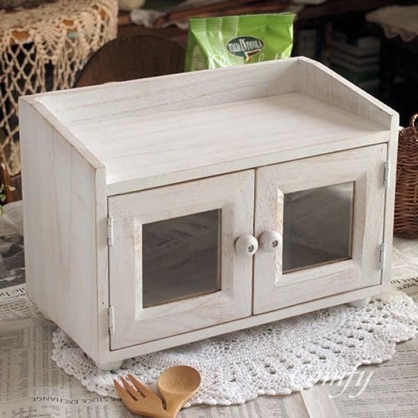 キッチン雑貨 スパイスラック キャビネット 1段　ホワイト シェルフ アンティーク調　キッチン