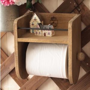 アンティーク調 木製 トイレットペーパーホルダー おしゃれ ウッド