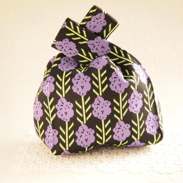セール！20％OFF！！おしゃれ 軽量 ニットバッグ サブバッグ 買い物袋 パープルフラワー