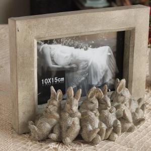 アイアン雑貨 インテリア雑貨　アイアンフォトスタンド　スリーピングラビット　うさぎ　アンティーク調