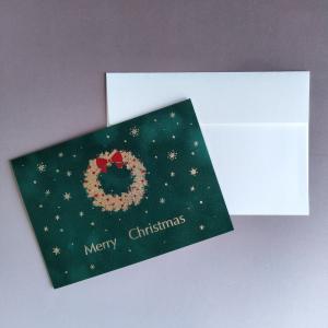 グリーティングカード ベルベットタッチ クリスマスリース クリスマスカード GX-3137｜comfy-shop