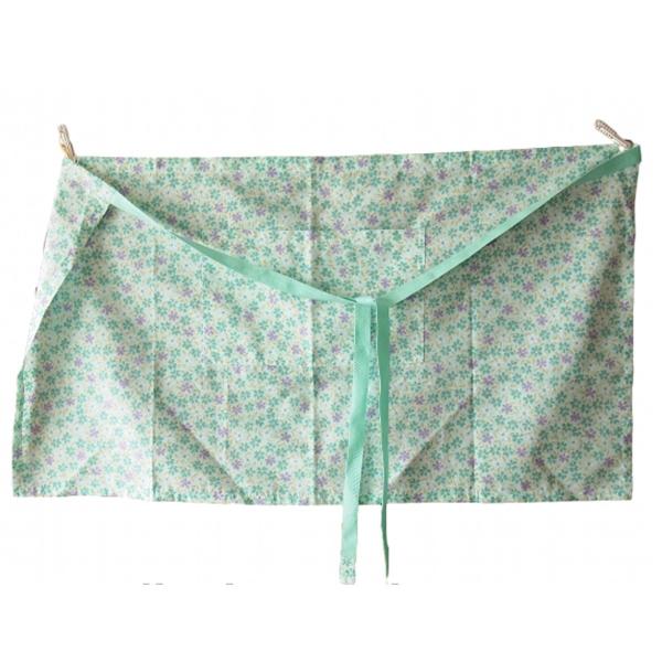 セール！30％OFF！！ハンドメイド カフェ エプロン 小花　グリーン