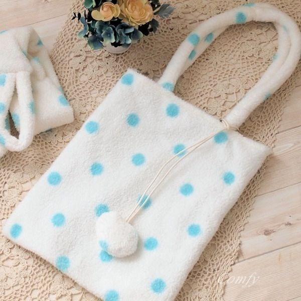 セール！40%OFF！ ナチュラル雑貨　ふわふわ　もこもこ　バッグ　ジェーン　チェック　ハンドメイド...