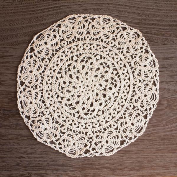 レース　ドイリー　ビオラ　L　ベージュ　Φ24cm　花瓶敷