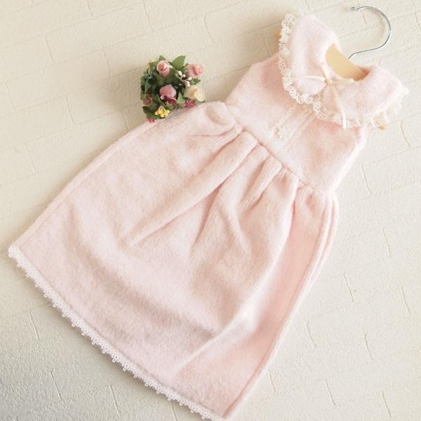 アンティーク調 コットン レース ドレスタオル  メアリー ピンク ハンガーつき