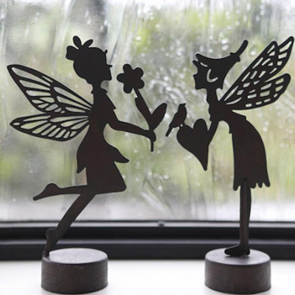 ティンク・シーススタンド　ペア　妖精　フェアリー　アンティーク調　オブジェ