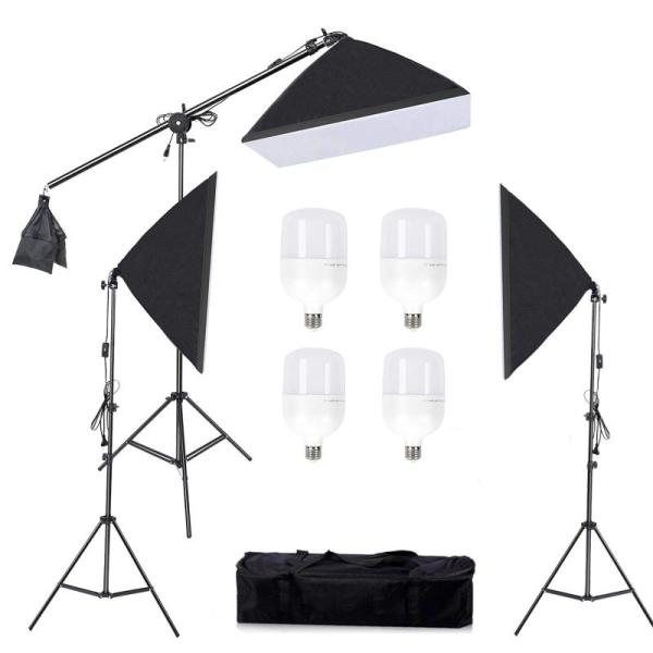 Konseen 写真撮影用照明キット ソフトボックス 50x70cm LED電球 4個 58W 55...