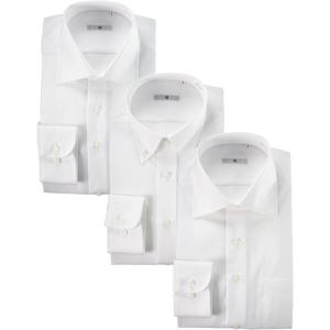 スーツセレクト 形態安定加工シャツ3枚セットSILVER LINE 長袖/選べる衿型・カラーバリエーション/バリュープライス メンズ ホワイ