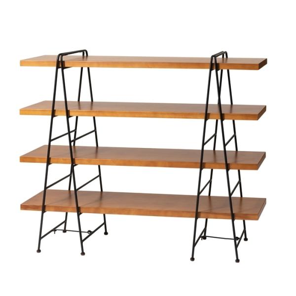 シェルフ4D 天然木 パイン 木製 高級感 飾り棚 リビングボード 幅120cm ディスプレイラック...