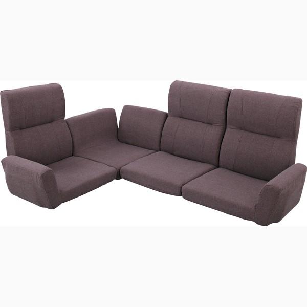 コーナーソファ 3人掛け ハイバックソファー L字型 コンパクト ファブリック 布張り 肘付き リク...