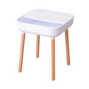 サイドテーブル ホワイト 収納付き かわいい ナイトテーブル ミニテーブル 木製 コード穴 ソファーテーブル 天然木 コンパクト スリム おしゃれ シンプル｜commitand