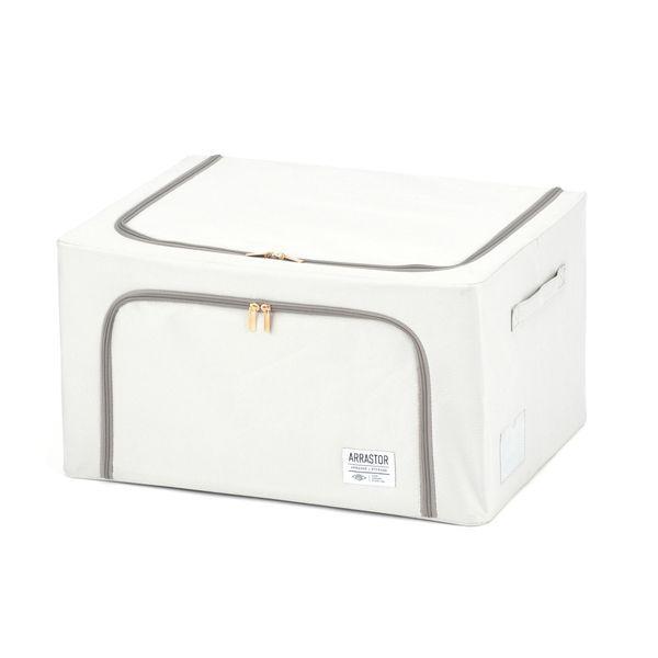 積み重ねできるストレージボックス55L ホワイト 収納ボックス 収納箱 白色 持ち運び 持ち手 フタ...