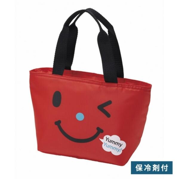 保冷弁当袋スマイル レッド  保冷ランチバック 保冷バック おしゃれ かわいい 保冷剤付き