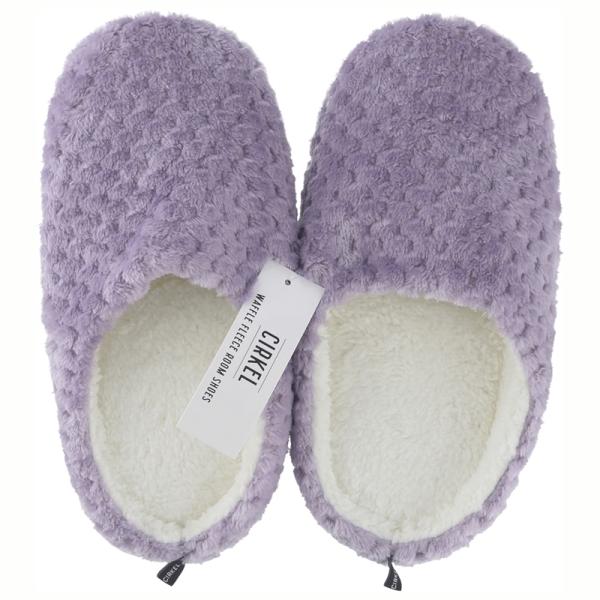 6足セット まとめ買い サーケル ワッフルフリース ルームシューズ ライラック レディース メンズ ...