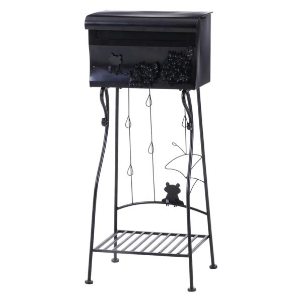 メールボックス アジサイ ブラウン アンティーク おしゃれ 郵便受け ポスト スタンド 置き型 大容...