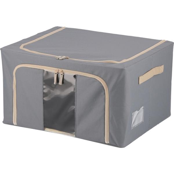 6個セット まとめ買い 窓付＆積み重ね収納ボックス 55L グレー 取っ手付き ストレージボックス ...