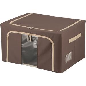 6個セット まとめ買い 窓付＆積み重ね収納ボックス 55L ブラウン 取っ手付き ストレージボックス 収納ケース 押し入れ収納 クローゼット スタッキング｜commitand