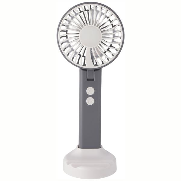 6個セット まとめ買い ミニＬＥＤ付ハンディファン グレー 卓上 ハンディ 携帯 持ち歩く 小型扇風...