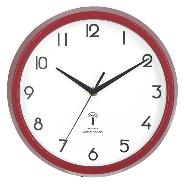 3個セット 電波掛時計 カペラ Φ27cm レッド 掛け時計 ウォールクロック かけ時計 壁掛け時計...