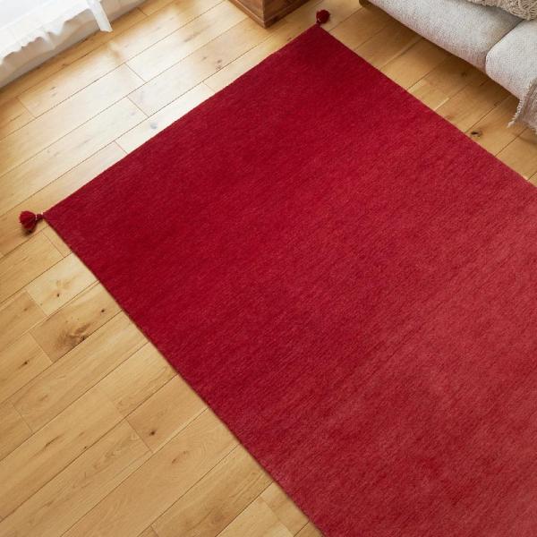 ラグ 130x190cm レッド ラグマット ルミィ ホットカーペットカバー ラグカーペット タッセ...