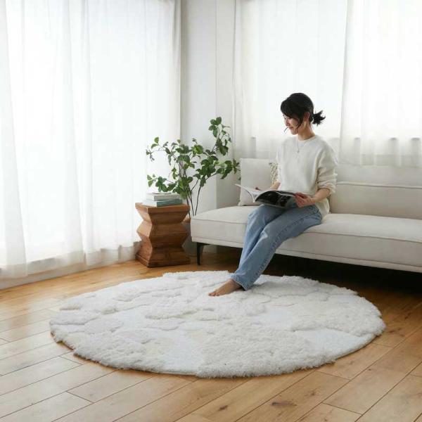ラグ センターラグ ラムル 160cm 円形 洗える 洗濯機可能 ラグマット カーペット ラウンド ...