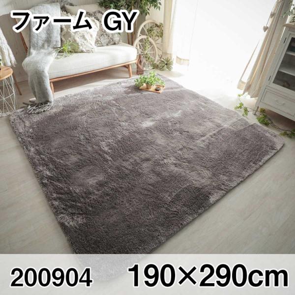 ファーム 190x290cm GY ラグ マット リビングラグ センターラグ すべり止め加工 洗える...