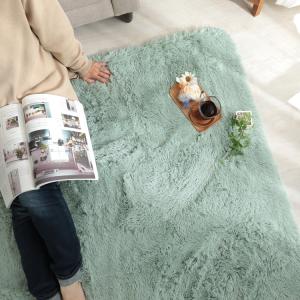130x190cm シフォン LGN ミントグリーン 洗える すべり止め オールシーズン ウレタン 抗菌防臭効果 おしゃれ レトロ モダン ホットカーペット 床暖房対応｜commitand