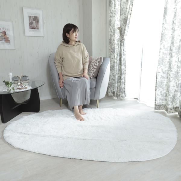 130x190cm シフォン (異形) IV スノー 洗える すべり止め オールシーズン ウレタン ...