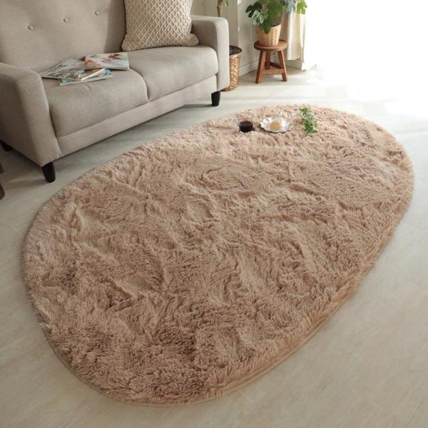 130x190cm シフォン (異形) BE ミルクティ 洗える すべり止め オールシーズン ウレタ...