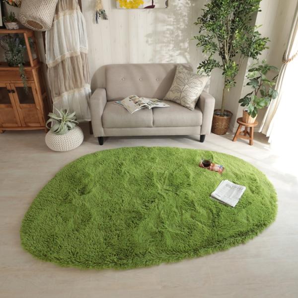 130x190cm シフォン (異形) GN グリーン 洗える すべり止め オールシーズン ウレタン...