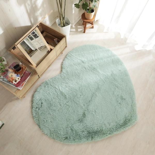 150x130cm シフォン (ハート型) LGN ミントグリーン 洗える すべり止め オールシーズ...