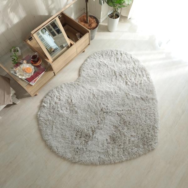 150x130cm シフォン (ハート型) LGY ライトグレー 洗える すべり止め オールシーズン...