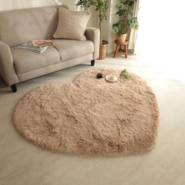 150x130cm シフォン (ハート型) BE ミルクティ 洗える すべり止め オールシーズン ウ...