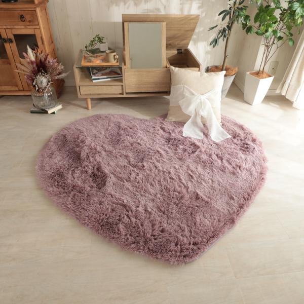 150x130cm シフォン (ハート型) PU オールドローズ 洗える すべり止め オールシーズン...